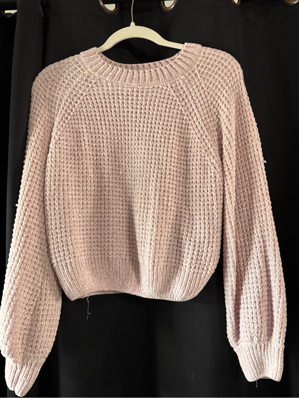 Altar'd State Blush Pink Waffle-Knit Cropped Sweater